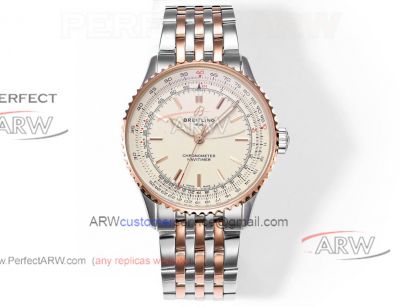 Swiss replica Breitling TW factory rose gold two-tone stainless steel chronograph watch 